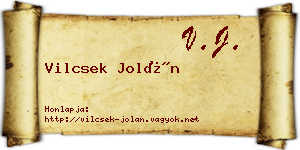 Vilcsek Jolán névjegykártya